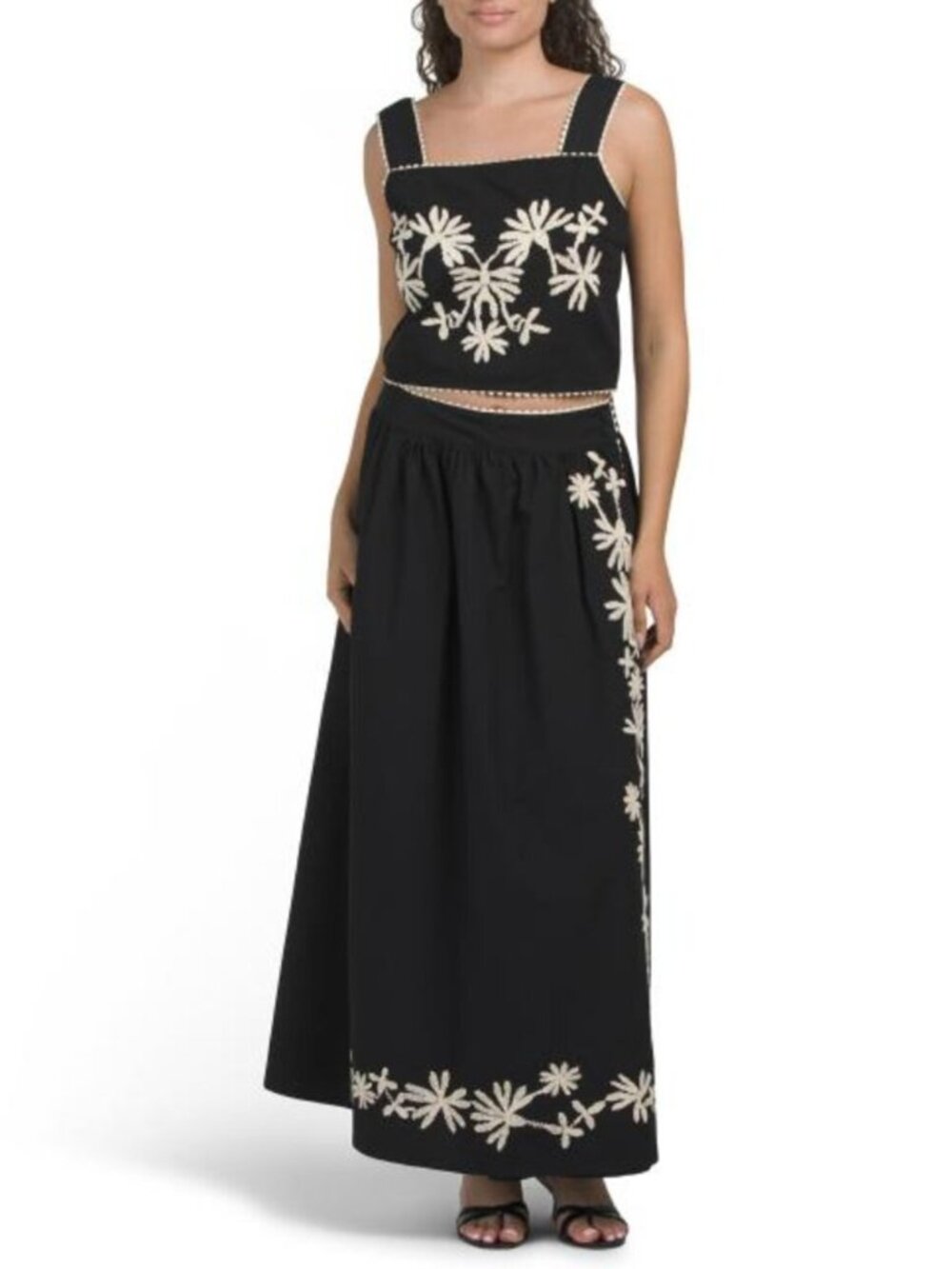 SOLITAIRE 2pc Tank Top And Skirt Embroidered Set